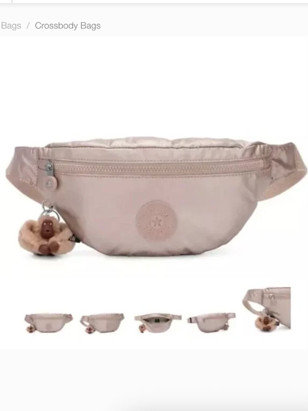 Kipling Pria Belt Bag in metallic rose gold